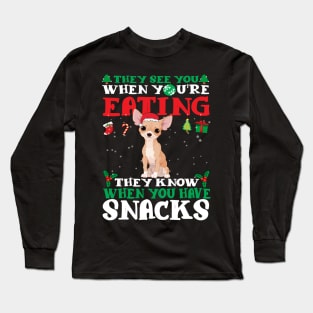 Christmas Dog Eating Snacks Long Sleeve T-Shirt